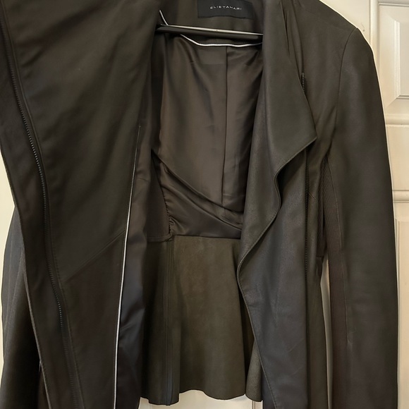 Eli Tahari brown leather jacket size small - Picture 4 of 5